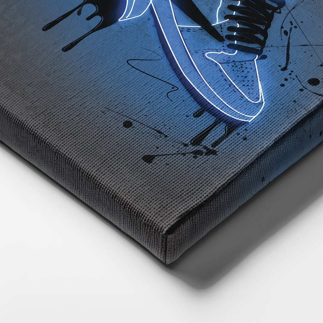 Air Jordan 1 Mid Blue Canvas | Neon Wall Art - CanvasNeon