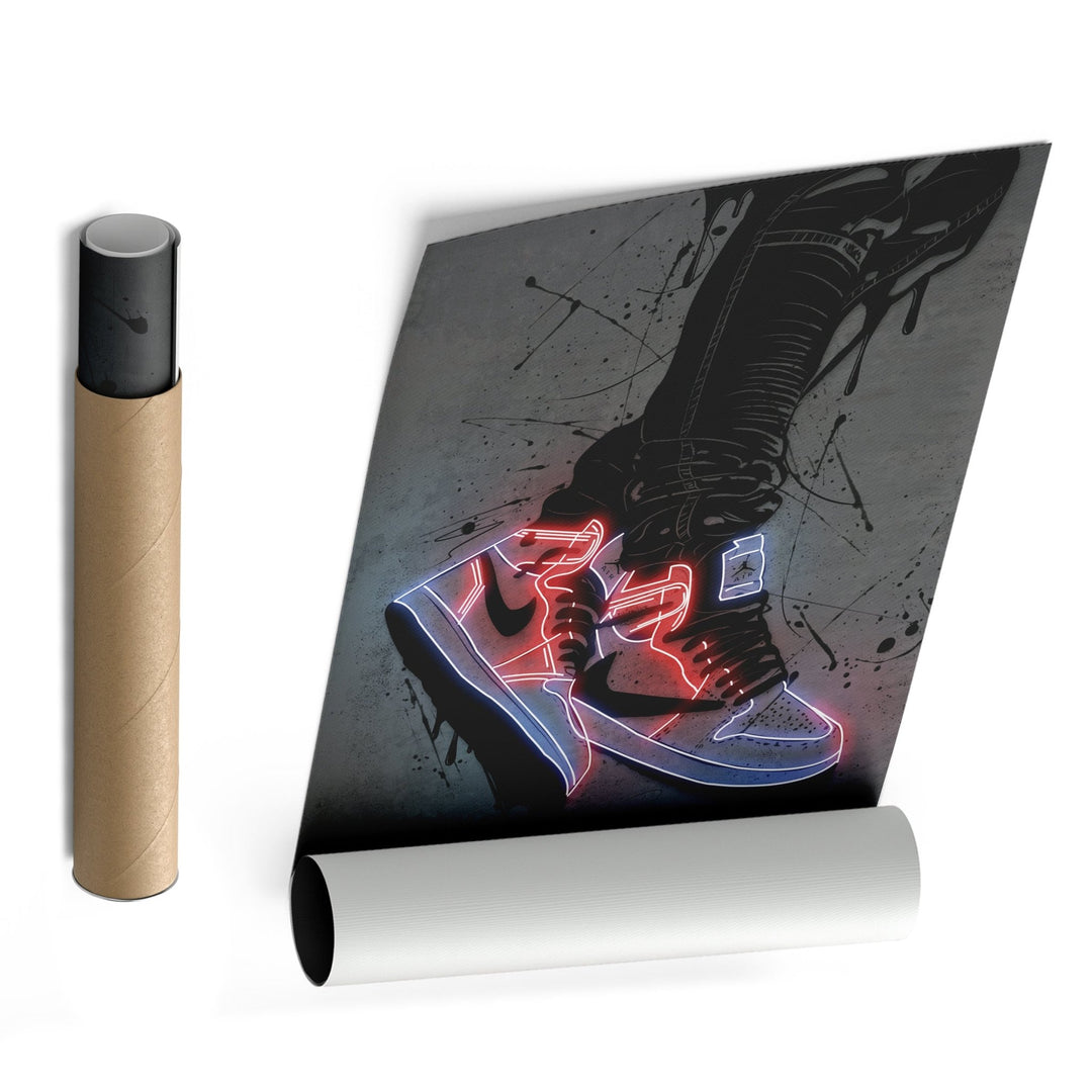 Air Jordan 1 Mid Classic Canvas | Neon Wall Art - CanvasNeon