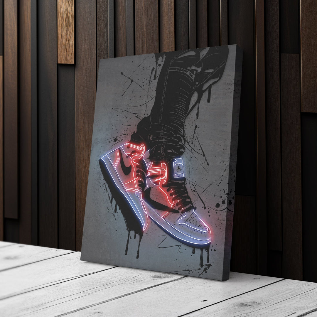 Air Jordan 1 Mid Classic Canvas | Neon Wall Art - CanvasNeon