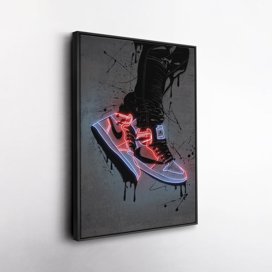 Air Jordan 1 Mid Classic Canvas | Neon Wall Art - CanvasNeon