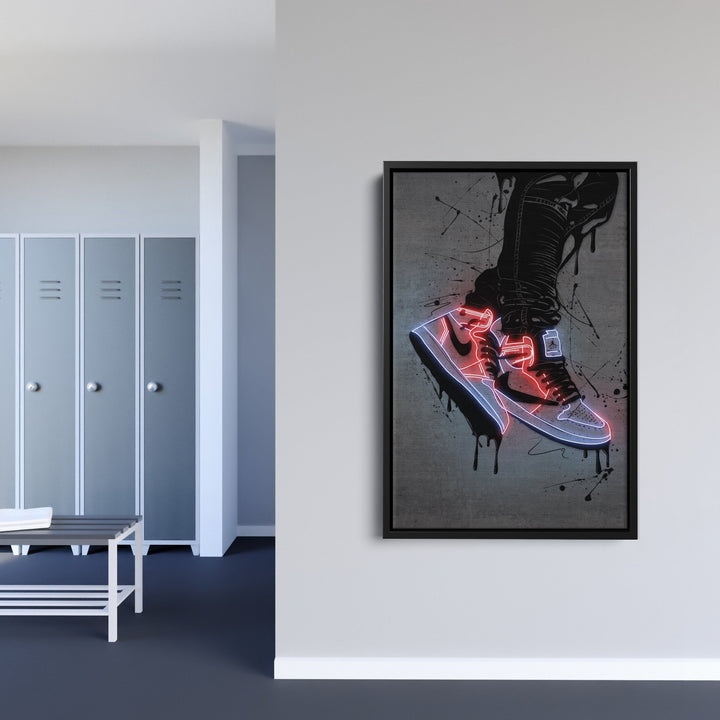 Air Jordan 1 Mid Classic Canvas | Neon Wall Art - CanvasNeon
