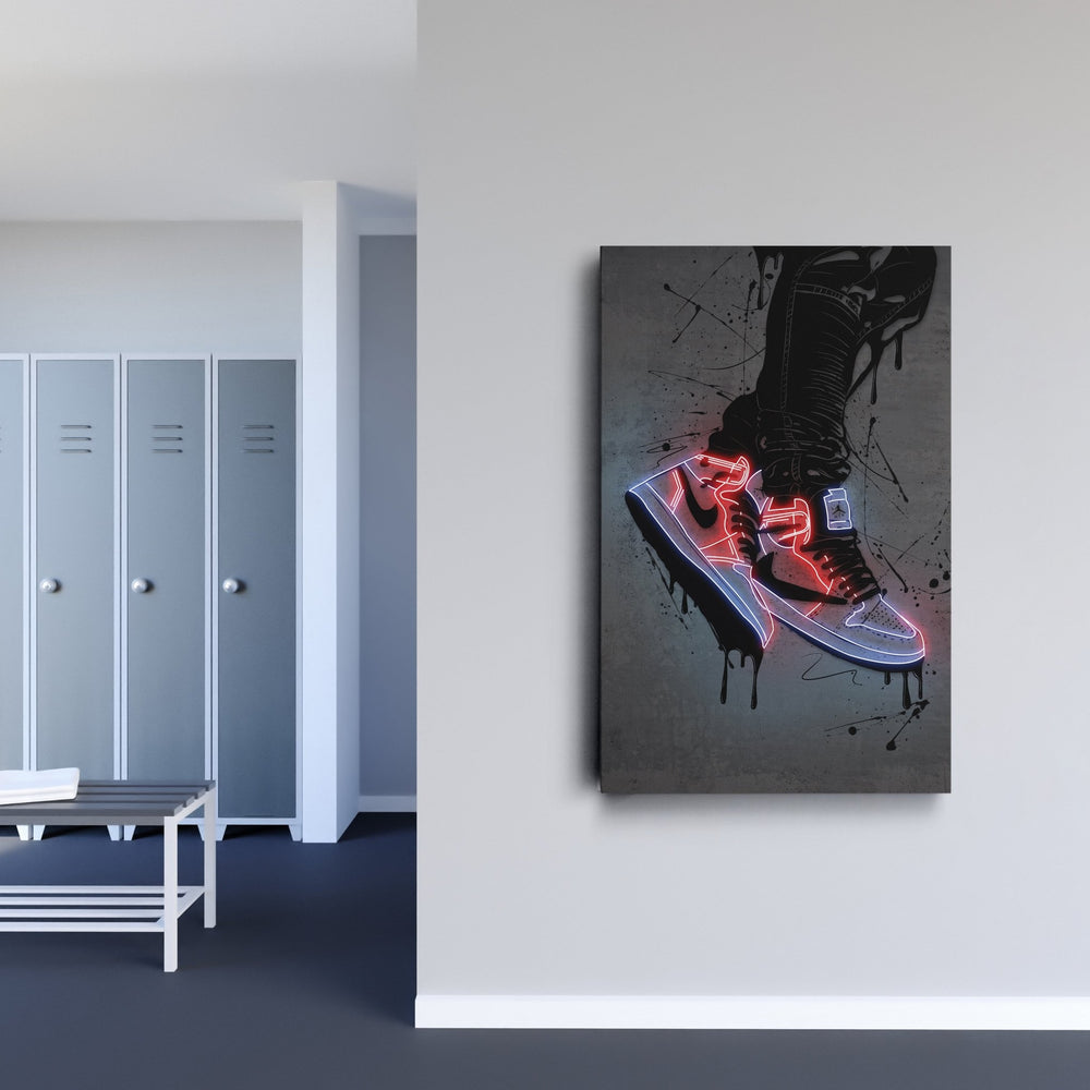 Air Jordan 1 Mid Classic Canvas | Neon Wall Art - CanvasNeon