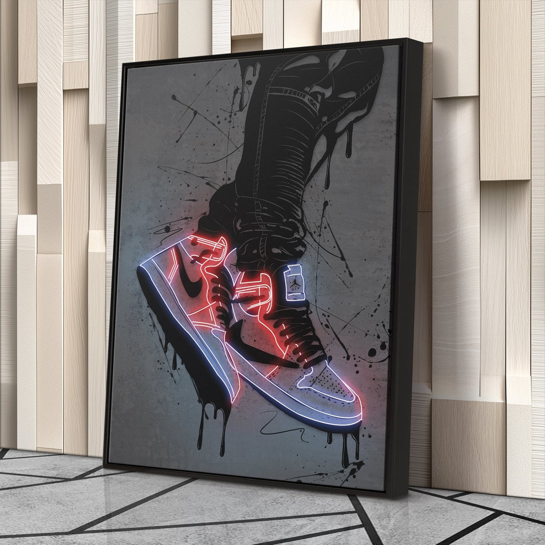 Air Jordan 1 Mid Classic Canvas | Neon Wall Art - CanvasNeon
