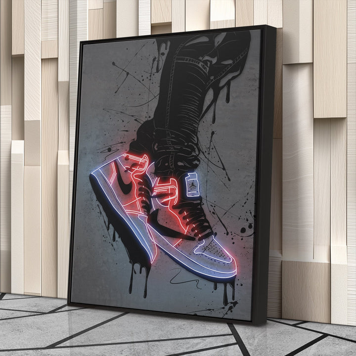 Air Jordan 1 Mid Classic Canvas | Neon Wall Art - CanvasNeon