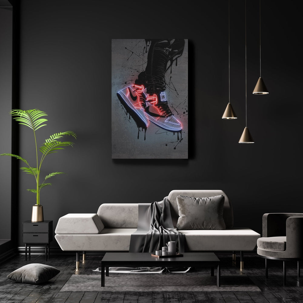 Air Jordan 1 Mid Classic Neon Art - CanvasNeon