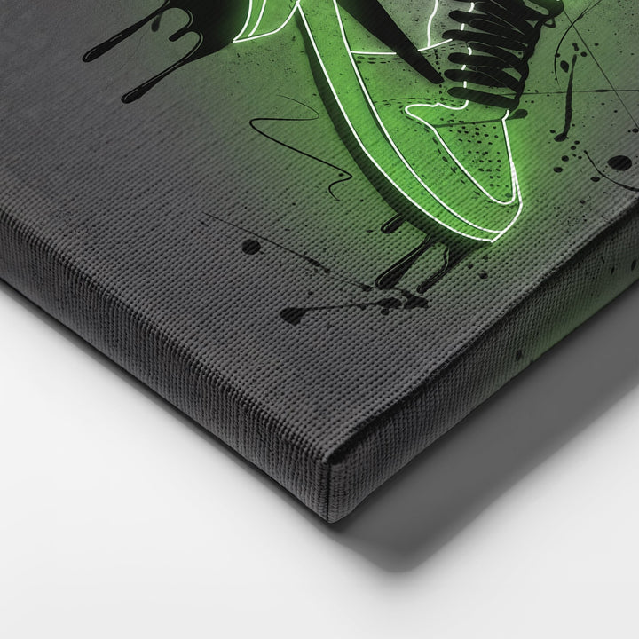 Air Jordan 1 Mid Green Canvas | Neon Wall Art - CanvasNeon