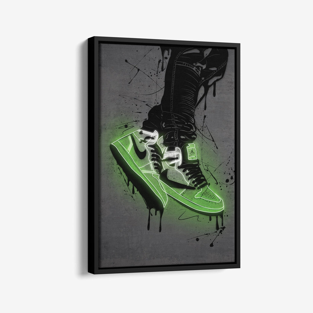 Air Jordan 1 Mid Green Neon Art - CanvasNeon