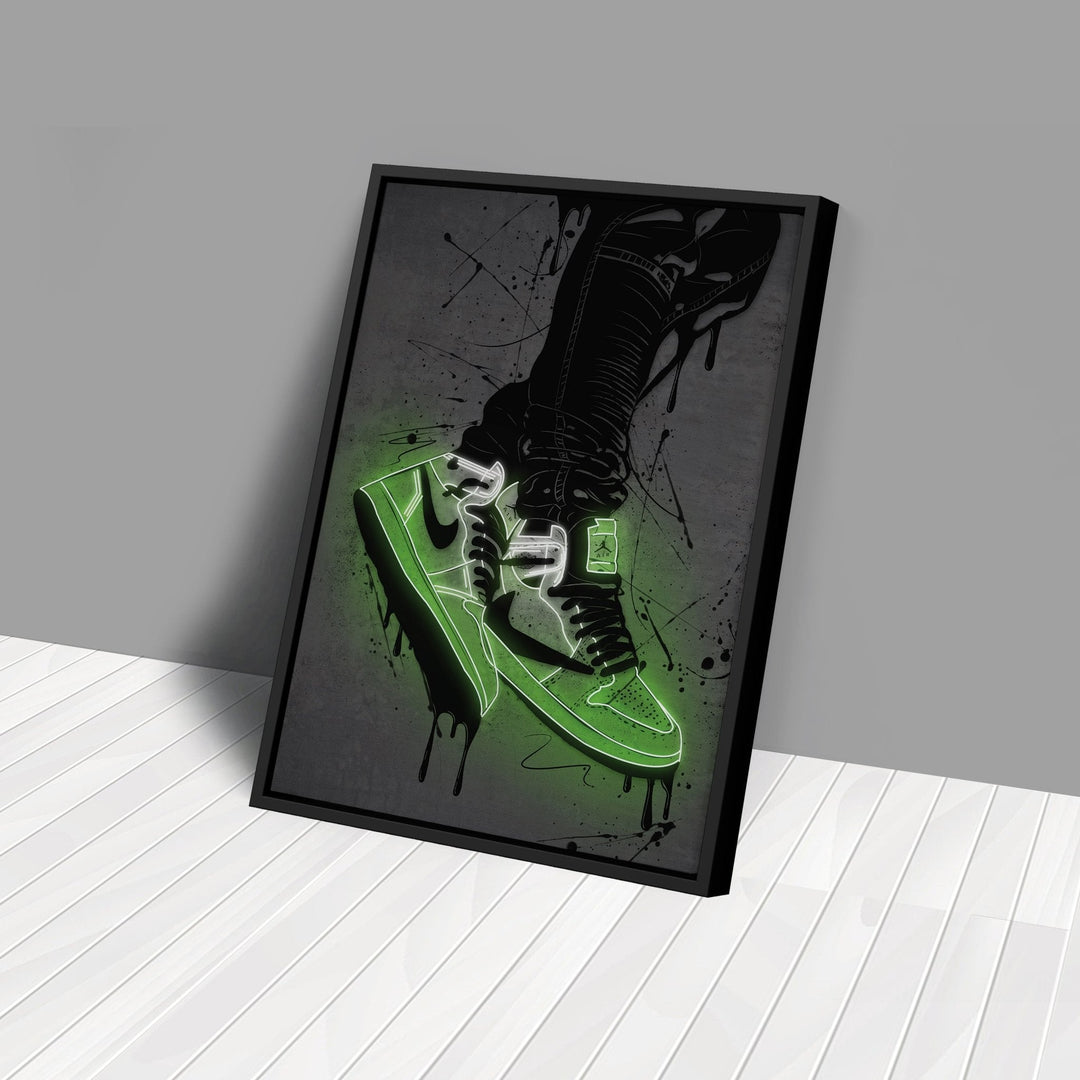 Air Jordan 1 Mid Green Neon Art - CanvasNeon