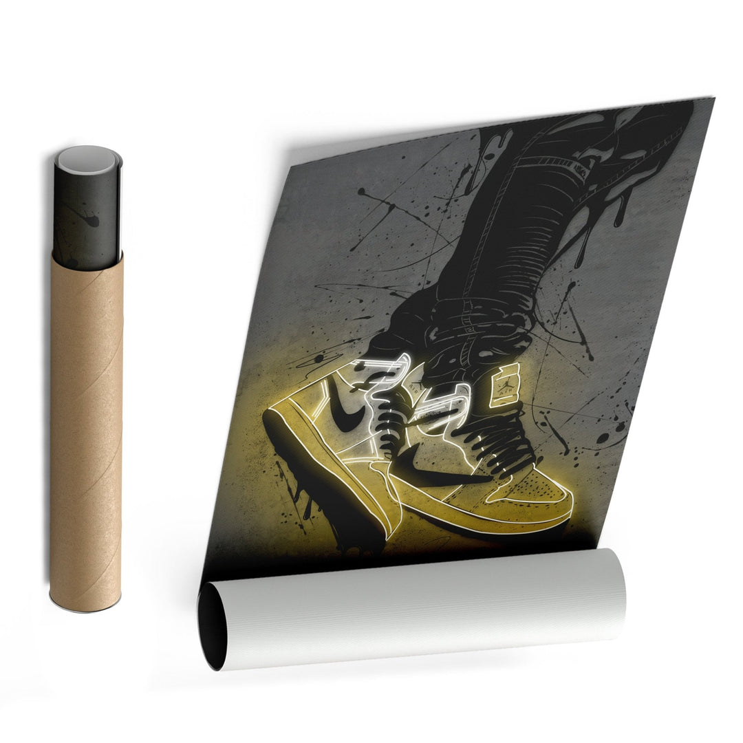 Air Jordan 1 Mid Yellow Canvas | Neon Wall Art - CanvasNeon