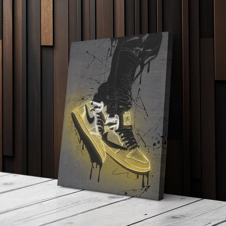 Air Jordan 1 Mid Yellow Canvas | Neon Wall Art - CanvasNeon