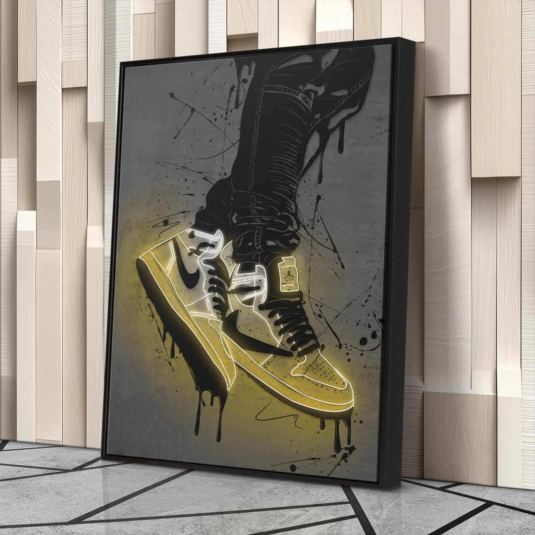 Air Jordan 1 Mid Yellow Canvas | Neon Wall Art - CanvasNeon