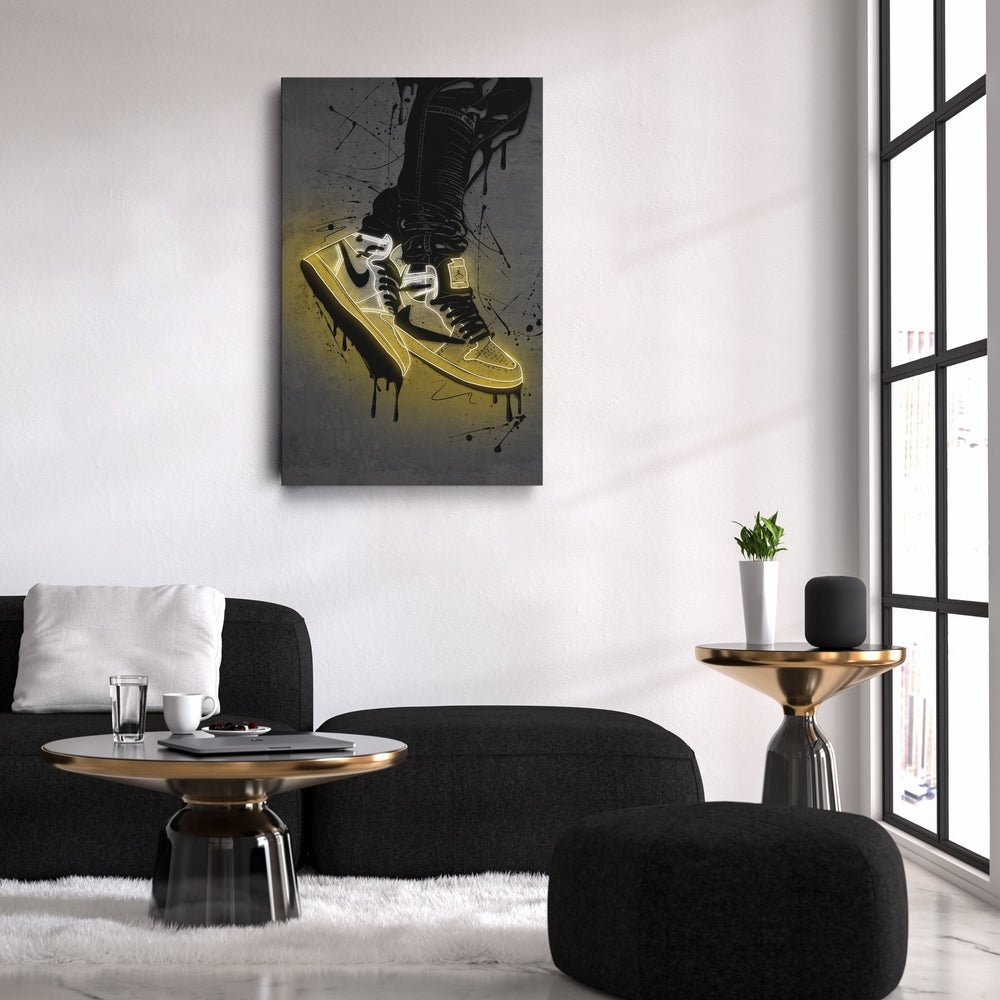 Air Jordan 1 Mid Yellow Canvas | Neon Wall Art - CanvasNeon