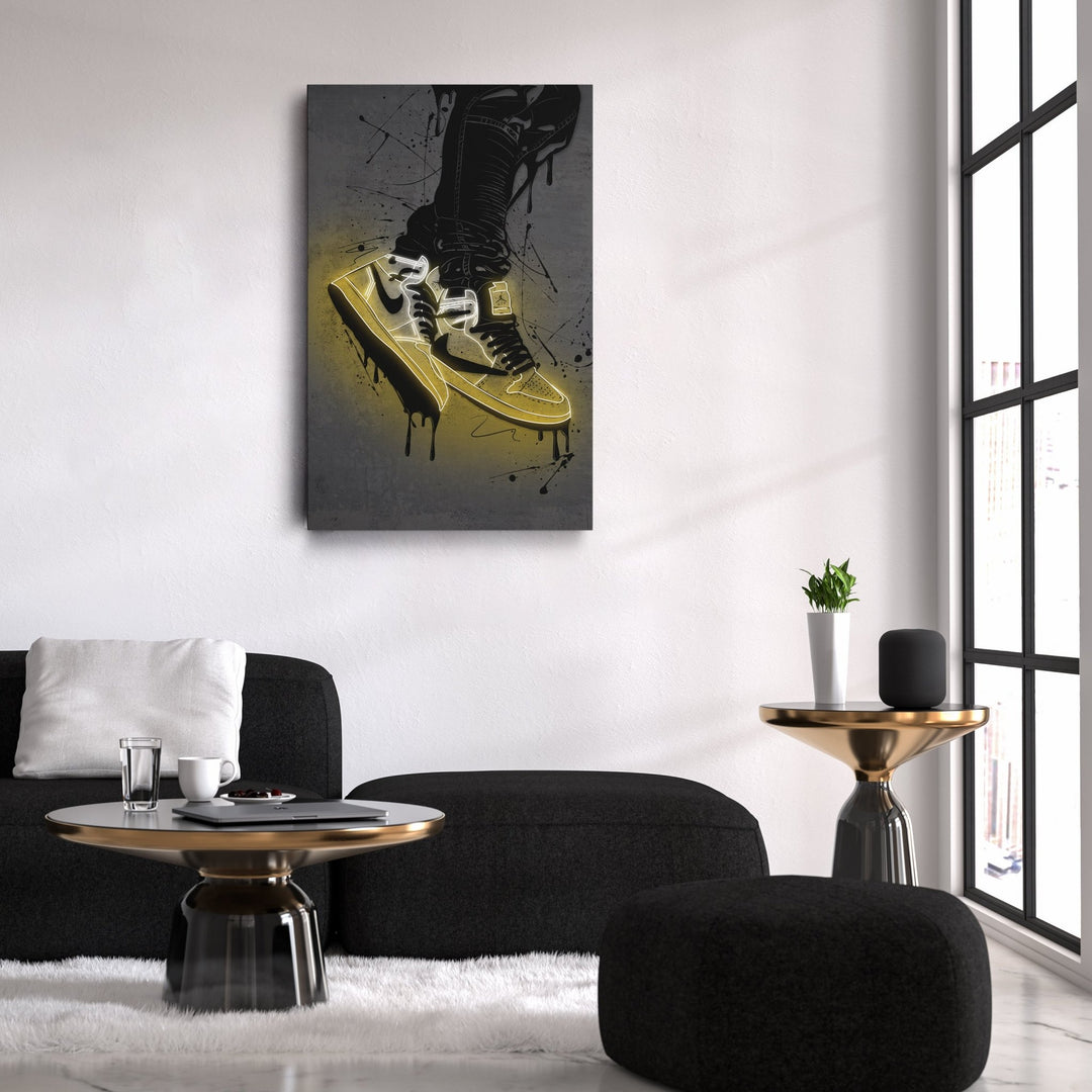 Air Jordan 1 Mid Yellow Canvas | Neon Wall Art - CanvasNeon