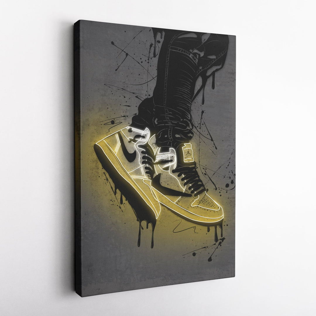 Air Jordan 1 Mid Yellow Canvas | Neon Wall Art - CanvasNeon
