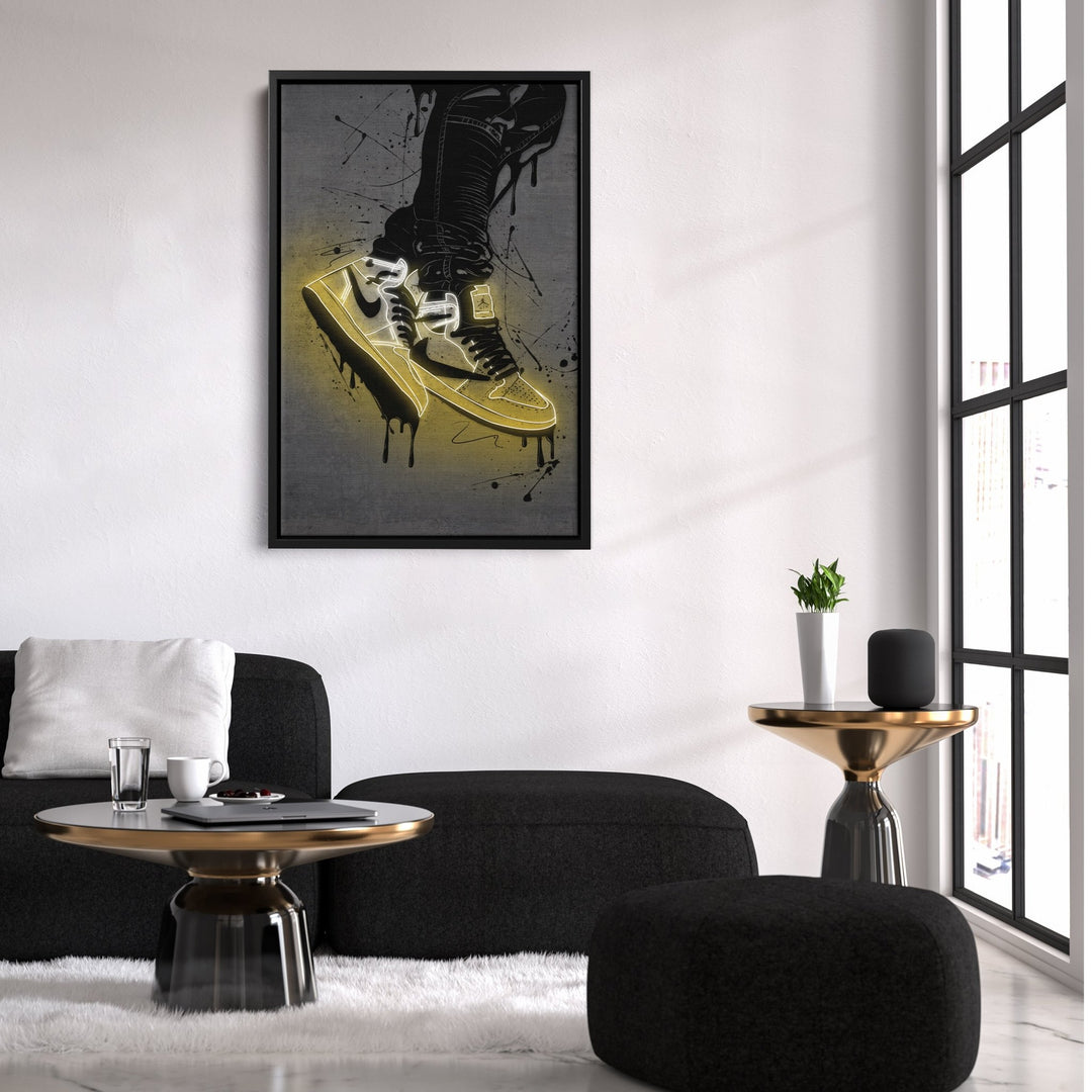 Air Jordan 1 Mid Yellow Canvas | Neon Wall Art - CanvasNeon