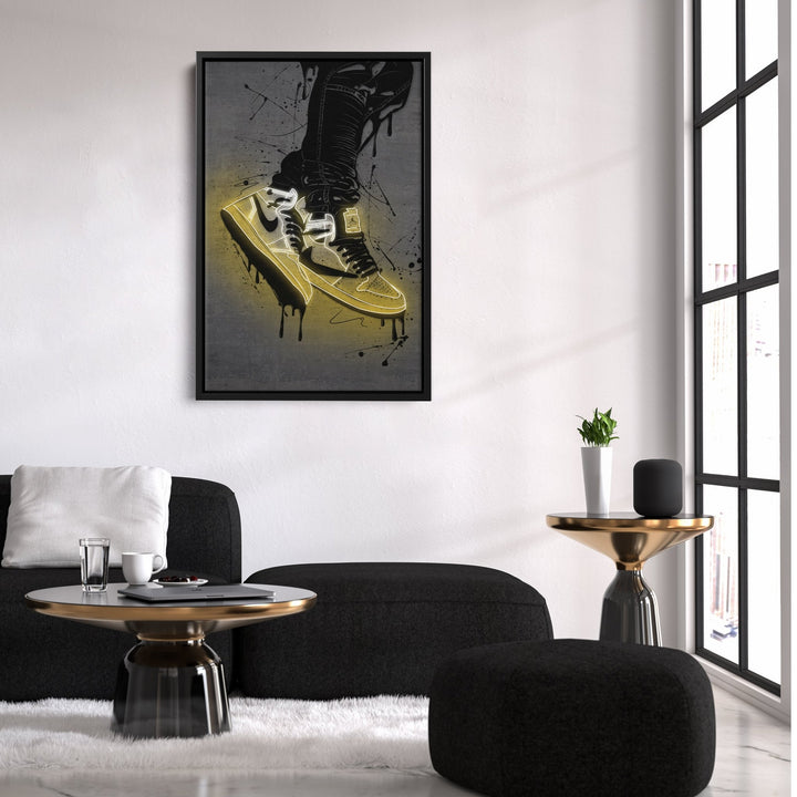 Air Jordan 1 Mid Yellow Canvas | Neon Wall Art - CanvasNeon