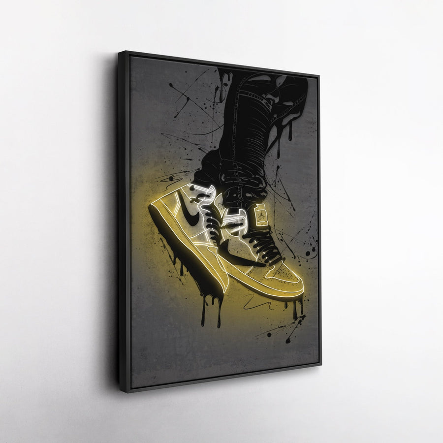Air Jordan 1 Mid Yellow Canvas | Neon Wall Art - CanvasNeon