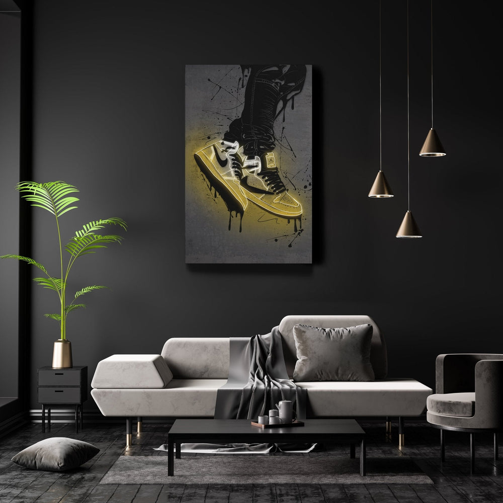 Air Jordan 1 Mid Yellow Neon Art - CanvasNeon