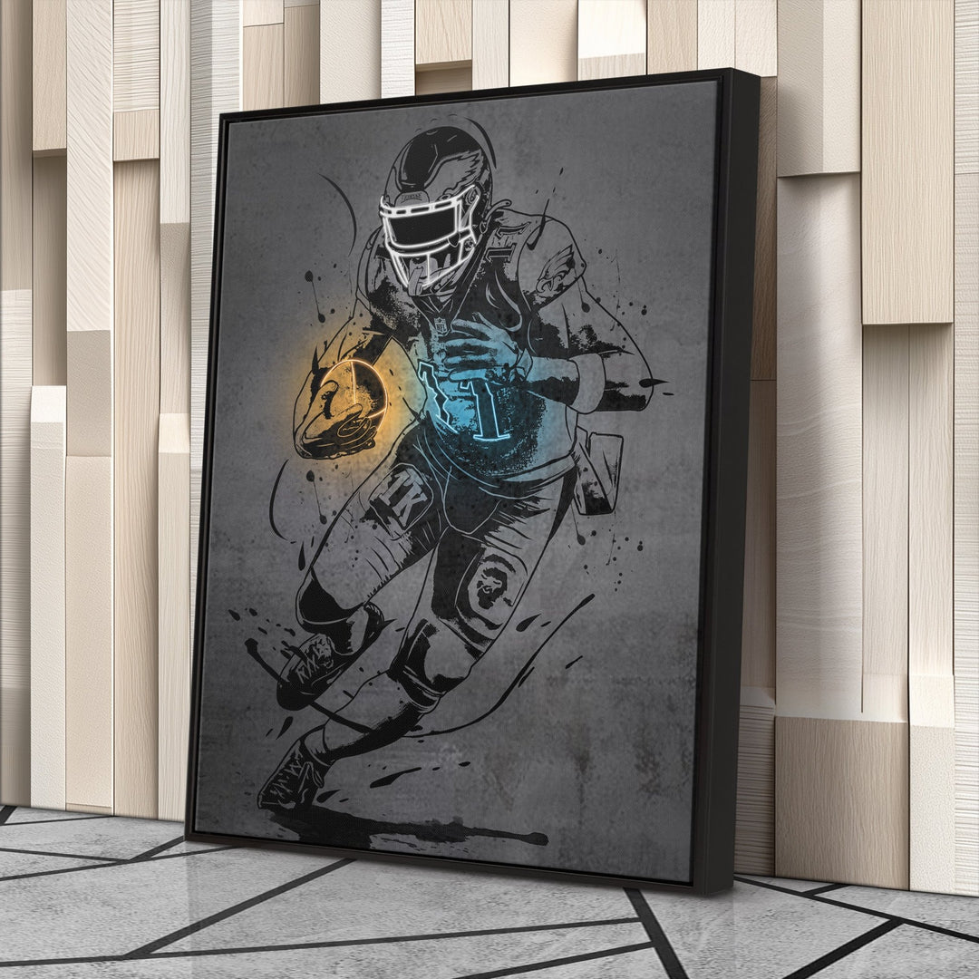 A.J. Brown Neon Canvas Art | Modern Wall Decor for Eagles Fans - CanvasNeon