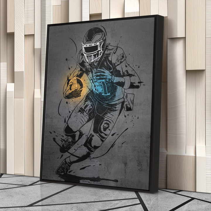 A.J. Brown Neon Canvas Art | Modern Wall Decor for Eagles Fans - CanvasNeon