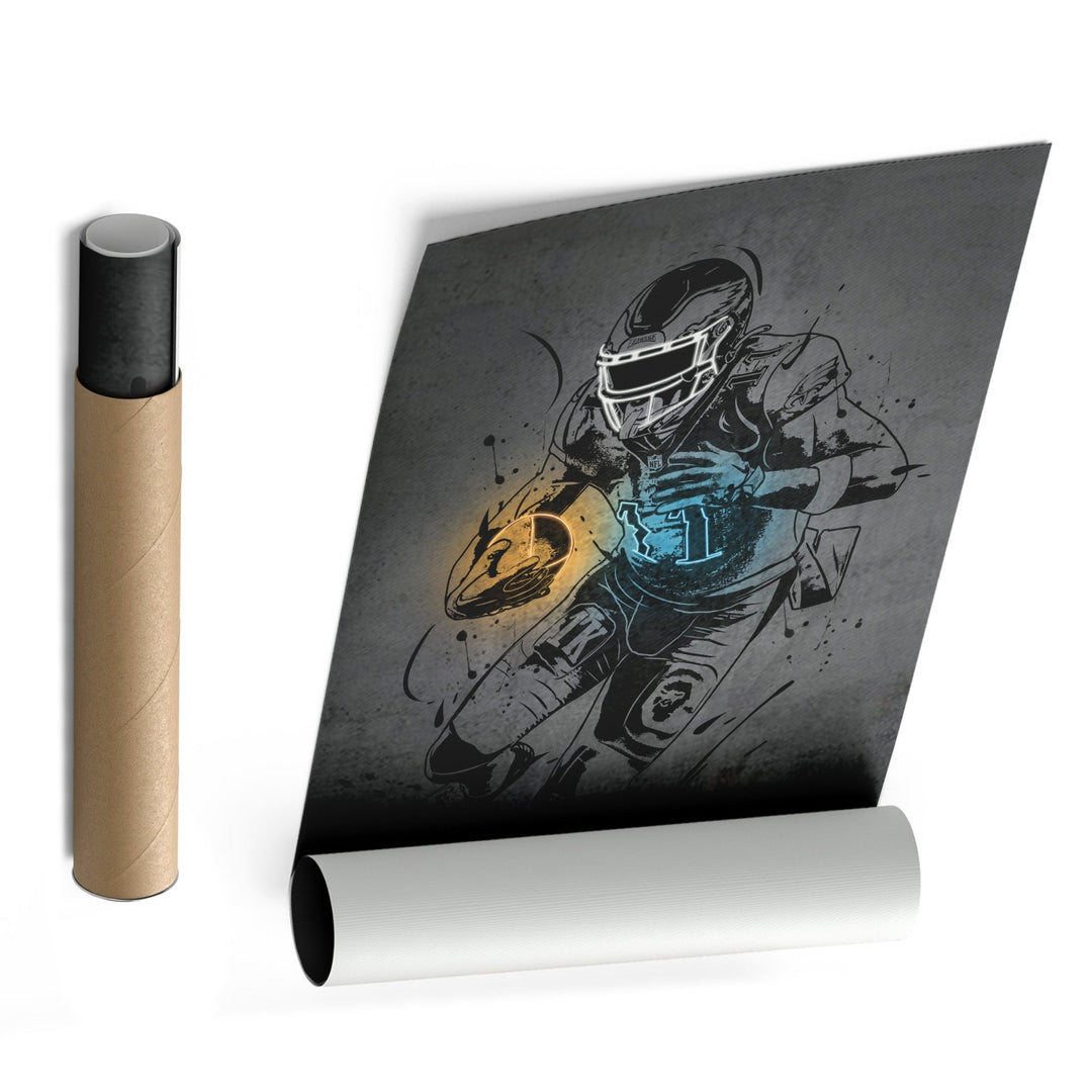 A.J. Brown Neon Canvas Art | Modern Wall Decor for Eagles Fans - CanvasNeon