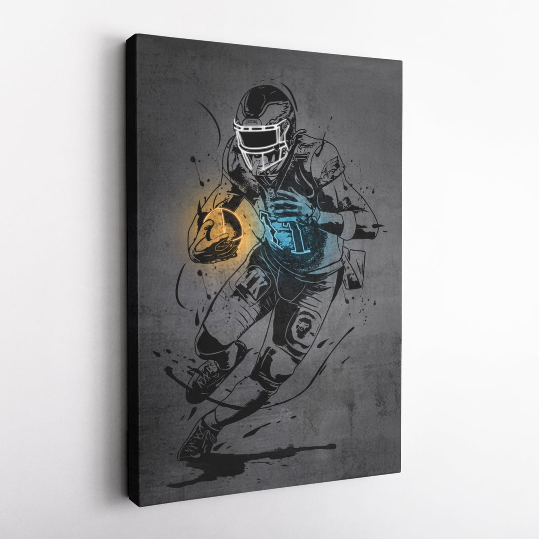 A.J. Brown Neon Canvas Art | Modern Wall Decor for Eagles Fans - CanvasNeon