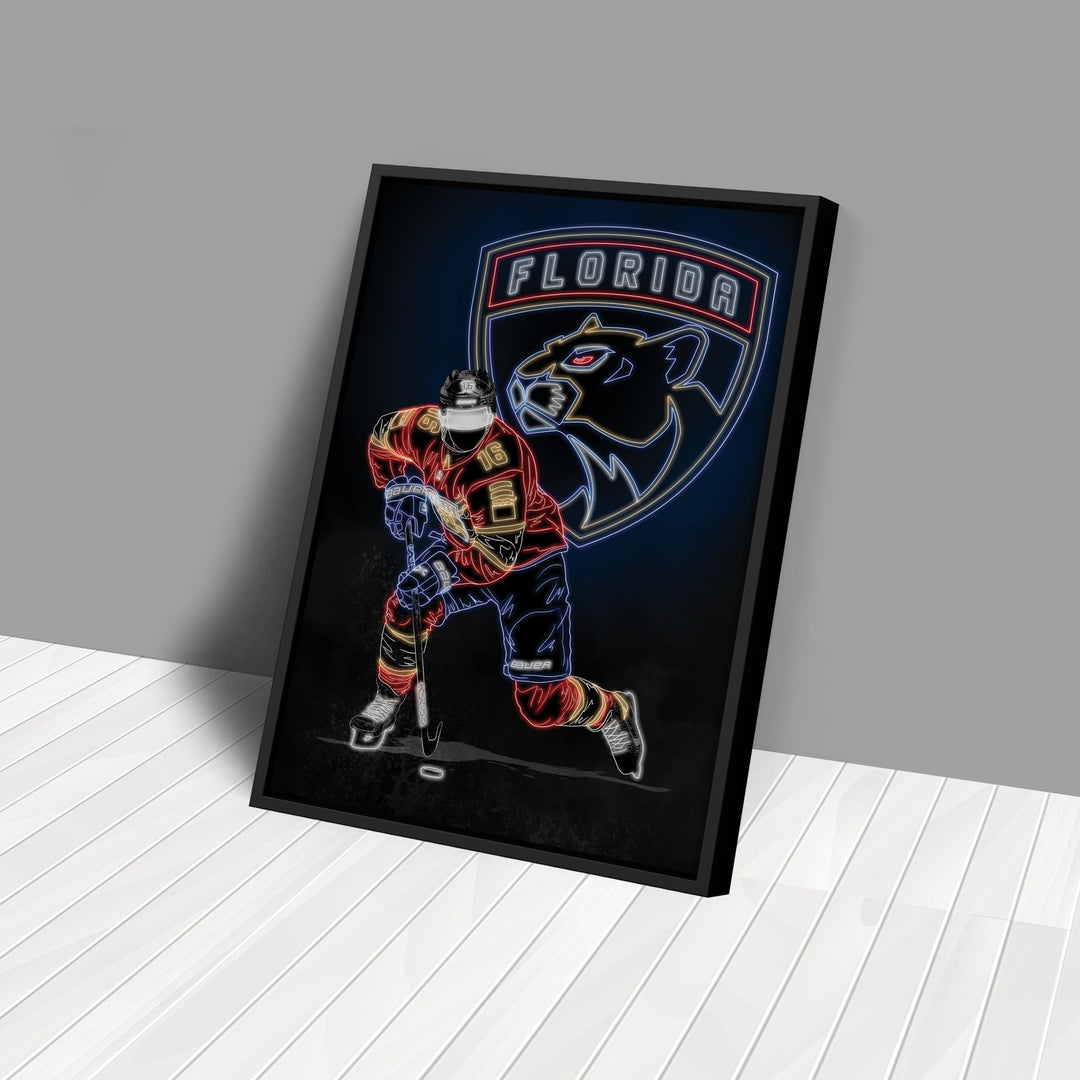 Aleksander Barkov Neon Canvas Art | Panthers Wall Decor - CanvasNeon