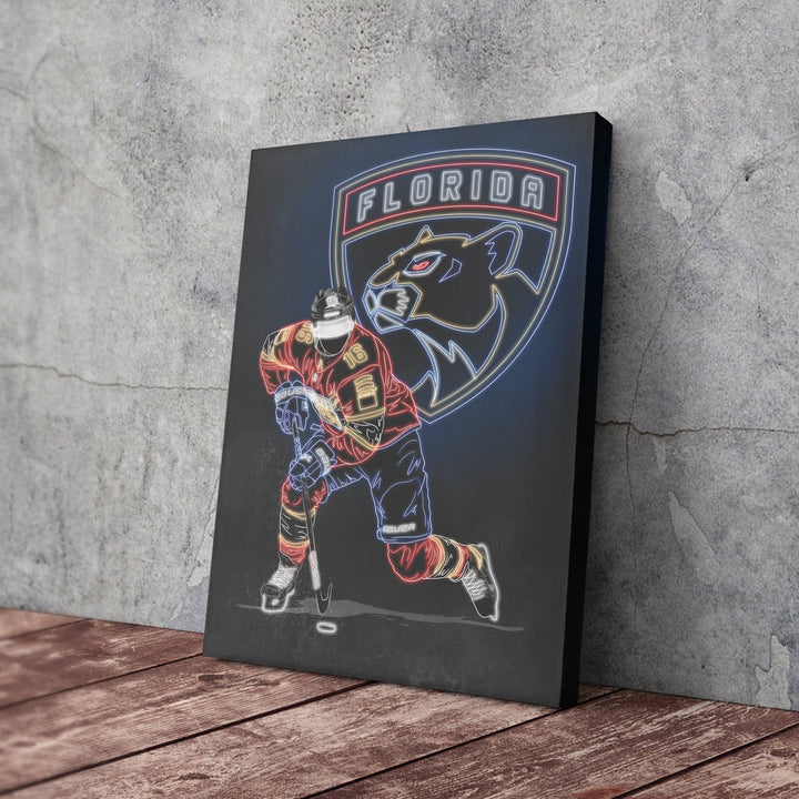 Aleksander Barkov Neon Canvas Art | Panthers Wall Decor - CanvasNeon