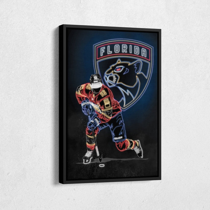 Aleksander Barkov Neon Canvas Art | Panthers Wall Decor - CanvasNeon