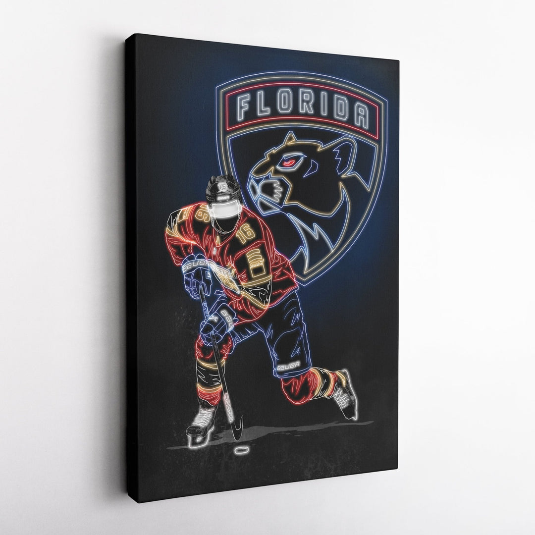 Aleksander Barkov Neon Canvas Art | Panthers Wall Decor - CanvasNeon