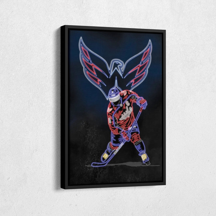 Alex Ovechkin Neon Canvas Art | Capitals Wall Decor - CanvasNeon