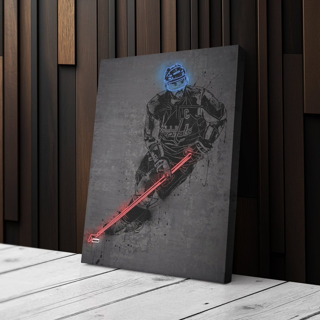 Alexander Ovechkin Neon Canvas Art | Modern Wall Decor for Capitals Fans - CanvasNeon
