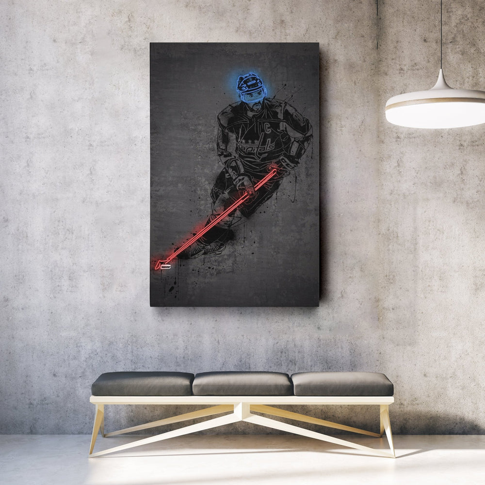 Alexander Ovechkin Neon Canvas Art | Modern Wall Decor for Capitals Fans - CanvasNeon