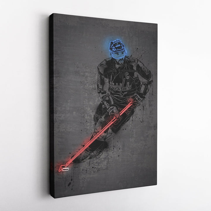 Alexander Ovechkin Neon Canvas Art | Modern Wall Decor for Capitals Fans - CanvasNeon