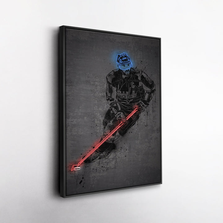Alexander Ovechkin Neon Canvas Art | Modern Wall Decor for Capitals Fans - CanvasNeon