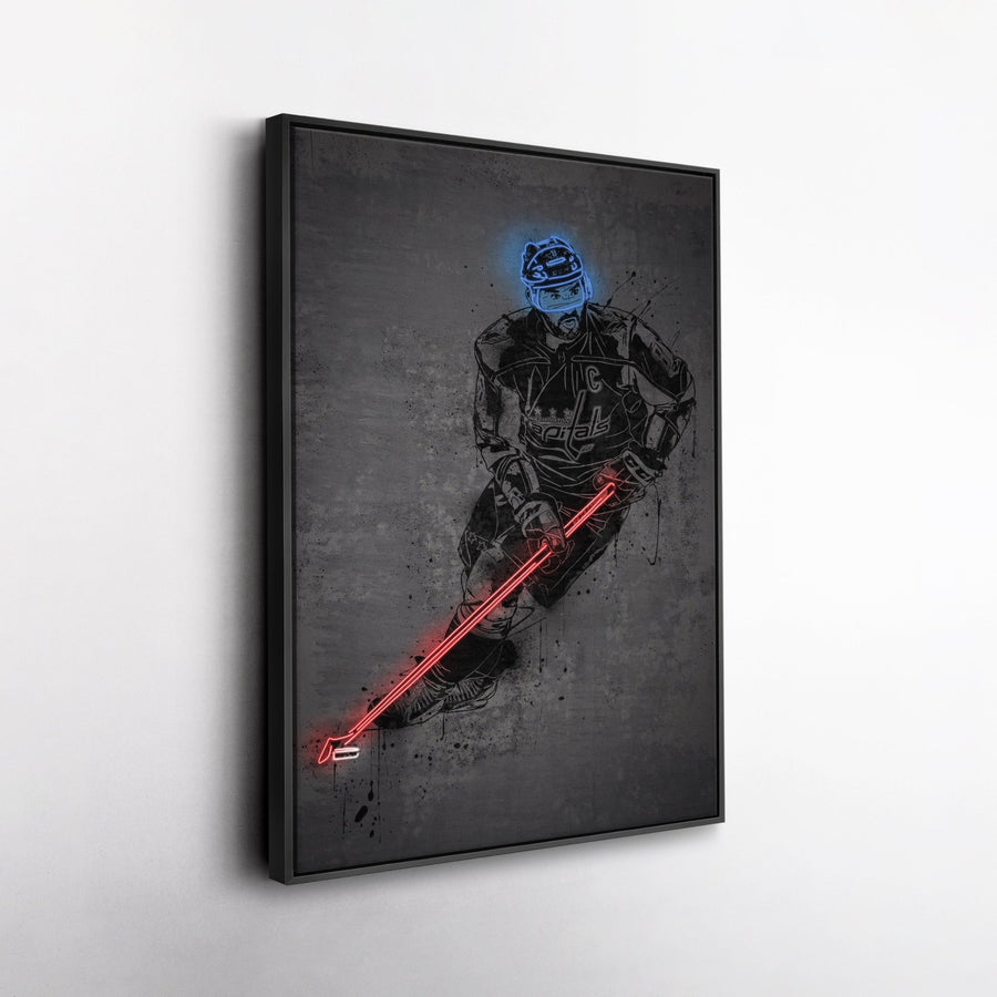 Alexander Ovechkin Neon Canvas Art | Modern Wall Decor for Capitals Fans - CanvasNeon