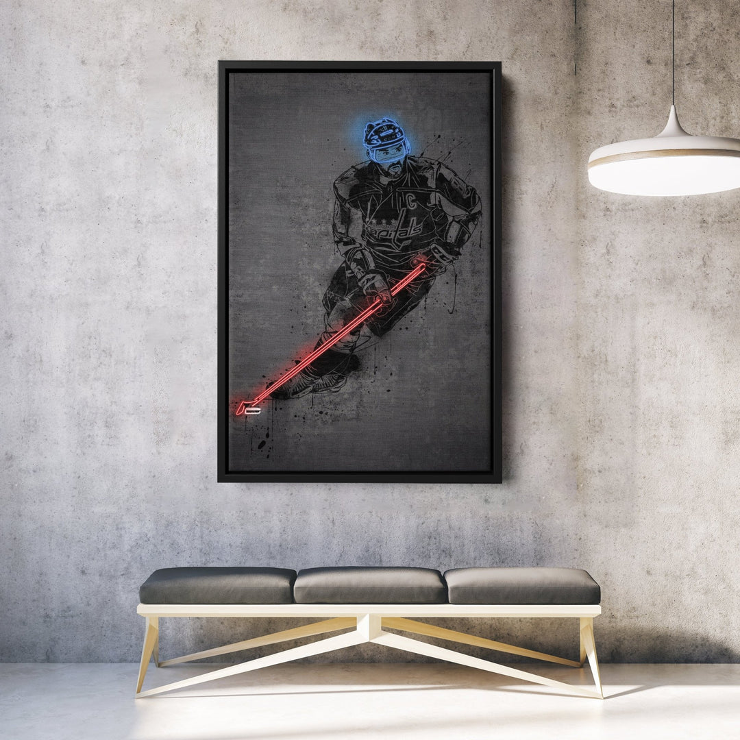 Alexander Ovechkin Neon Canvas Art | Modern Wall Decor for Capitals Fans - CanvasNeon