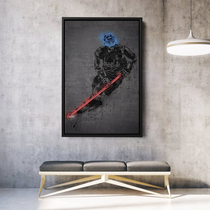 Alexander Ovechkin Neon Canvas Art | Modern Wall Decor for Capitals Fans - CanvasNeon