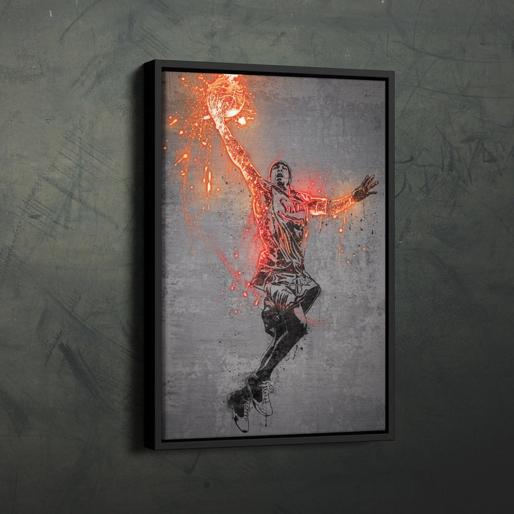 Allen Iverson 76ers Neon Splatter Art - CanvasNeon