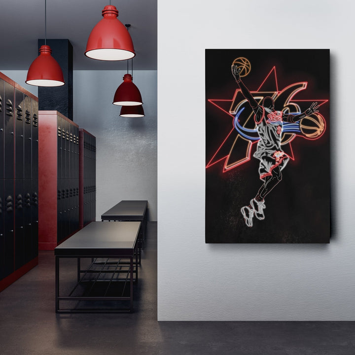 Allen Iverson Neon Canvas Art | 76ers Wall Decor - CanvasNeon