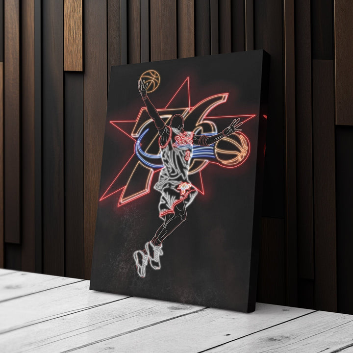 Allen Iverson Neon Canvas Art | 76ers Wall Decor - CanvasNeon