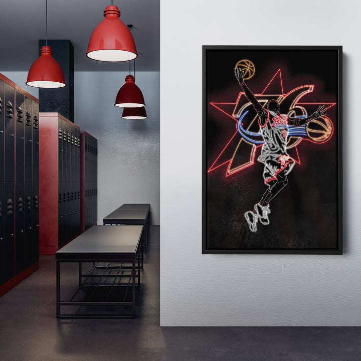 Allen Iverson Neon Canvas Art | 76ers Wall Decor - CanvasNeon