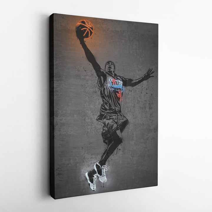 Allen Iverson Neon Canvas Art | Modern Wall Decor for Sixers Fans - CanvasNeon