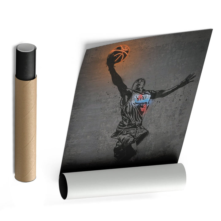 Allen Iverson Neon Canvas Art | Modern Wall Decor for Sixers Fans - CanvasNeon