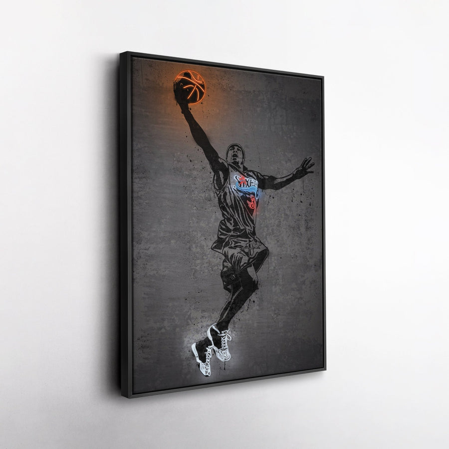 Allen Iverson Neon Canvas Art | Modern Wall Decor for Sixers Fans - CanvasNeon