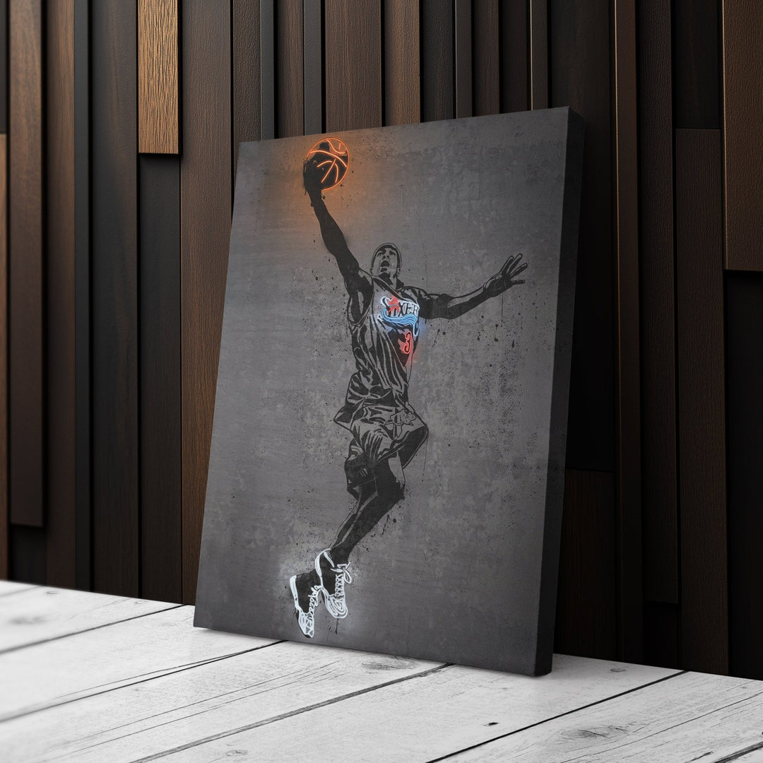 Allen Iverson Neon Canvas Art | Modern Wall Decor for Sixers Fans - CanvasNeon