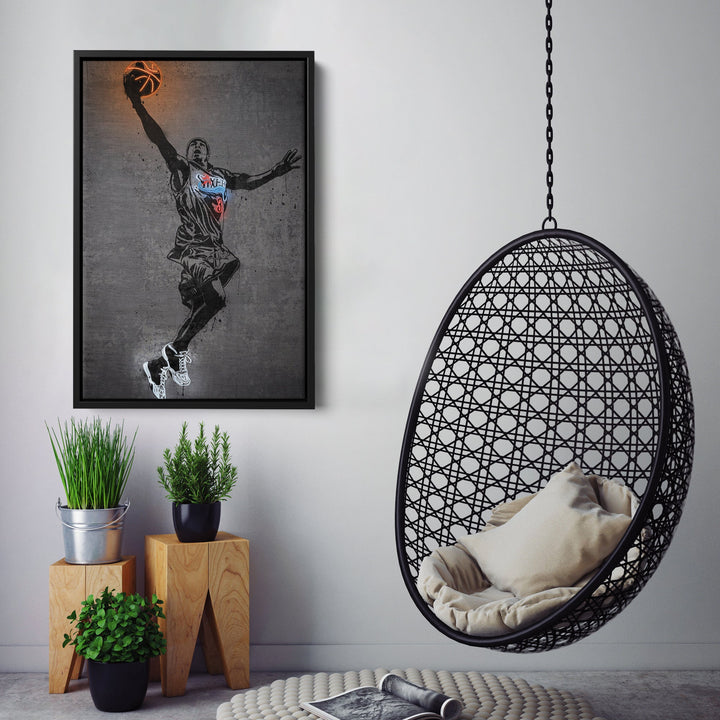Allen Iverson Neon Canvas Art | Modern Wall Decor for Sixers Fans - CanvasNeon