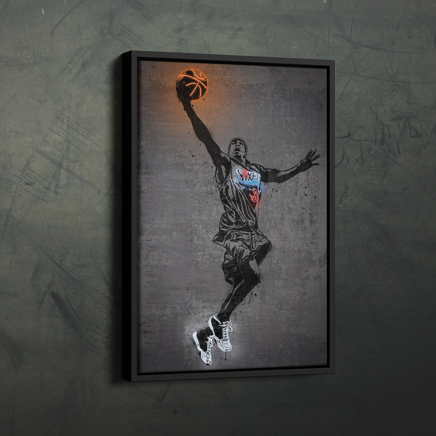 Allen Iverson Neon Canvas Art | Modern Wall Decor for Sixers Fans - CanvasNeon