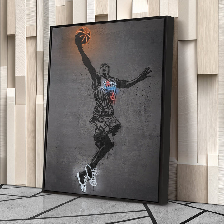Allen Iverson Neon Canvas Art | Modern Wall Decor for Sixers Fans - CanvasNeon