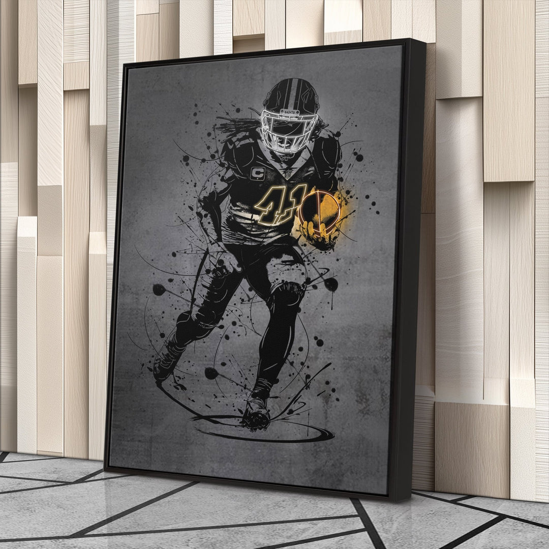 Alvin Kamara Neon Canvas Art | Modern Wall Decor for Saints Fans - CanvasNeon